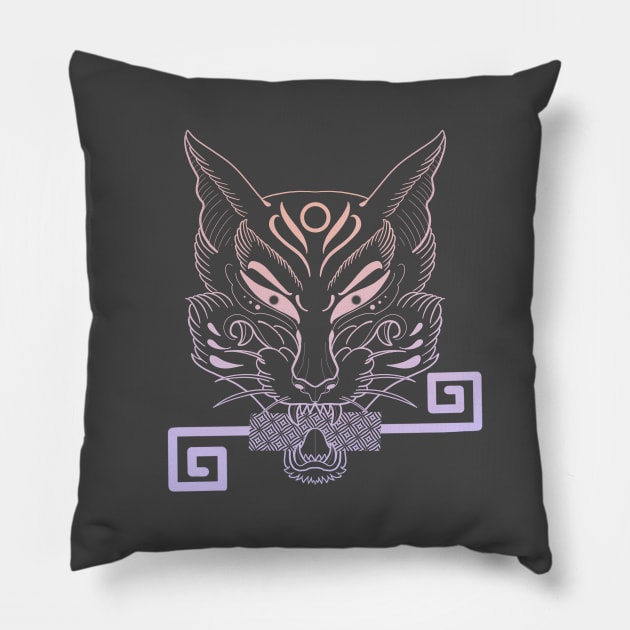 Magic kitsune fox with key Pillow by Blacklinesw9