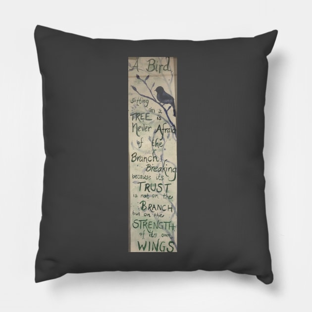 Bird on branch poem Pillow by BakersDaughter
