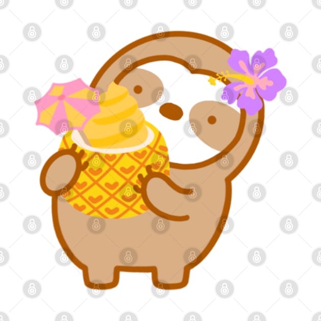 Cute Hawaiian Pineapple Soft Serve Sloth by theslothinme