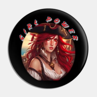 Girl power, pirate wench in red Pin