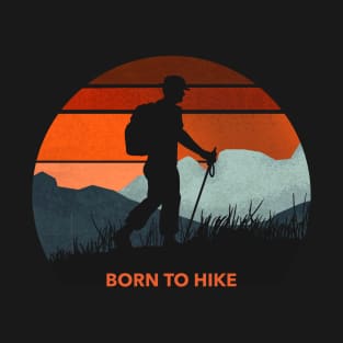 Silhouette of a man hiking in the mountains during sunrise T-Shirt