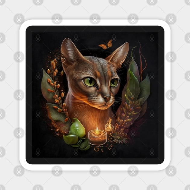 Abyssinian Cat Nature Theme Magnet by Enchanted Reverie