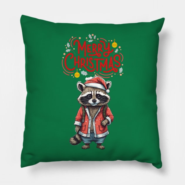 Christmas Raccoon Pillow by Trip Tank