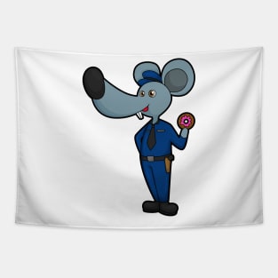 Mouse as Police officer with Donut Tapestry