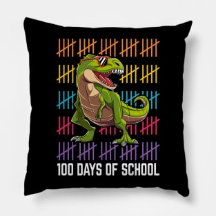 Dinosaur T Rex Happy 100 Days Of School Students Teacher Pillow