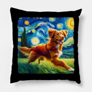 Starry Nova Scotia Duck Tolling Retriever Dog Portrait - Pet Portrait Pillow