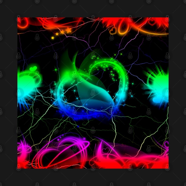 Rainbow Hearts And Rainbow Electric With Black Background by NeavesPhoto