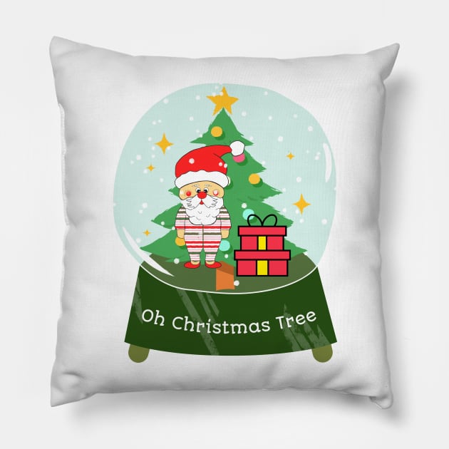 OH Christmas Tree Santa Claus Snowglobe Pillow by SartorisArt1