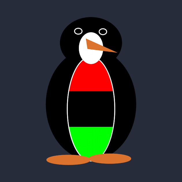 African American Penguin with African Diaspora Flag by AuntieShoe