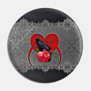 Wonderful crow on a heart Pin