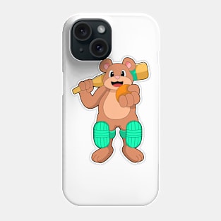 Bear at Cricket with Cricket bat Phone Case