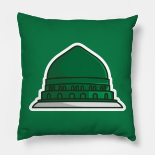 Isalmic Madina Masjid Al Nabawi Mosque Sticker design vector illustration. Islamic religion icon concept. Al Nabawi Mosque in Mecca Saudi Arabia sticker vector design. Pillow