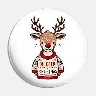 Oh Deer, It’s Christmas! Reindeer Sweater Design Pin