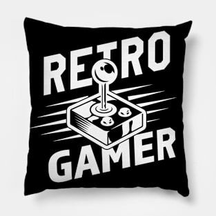 Retro Gamer in White Print Pillow