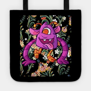 cute bacteria or beast smile  in flower Tote