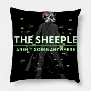 Sheeple arent Going Anywhere Black Sheep Pillow