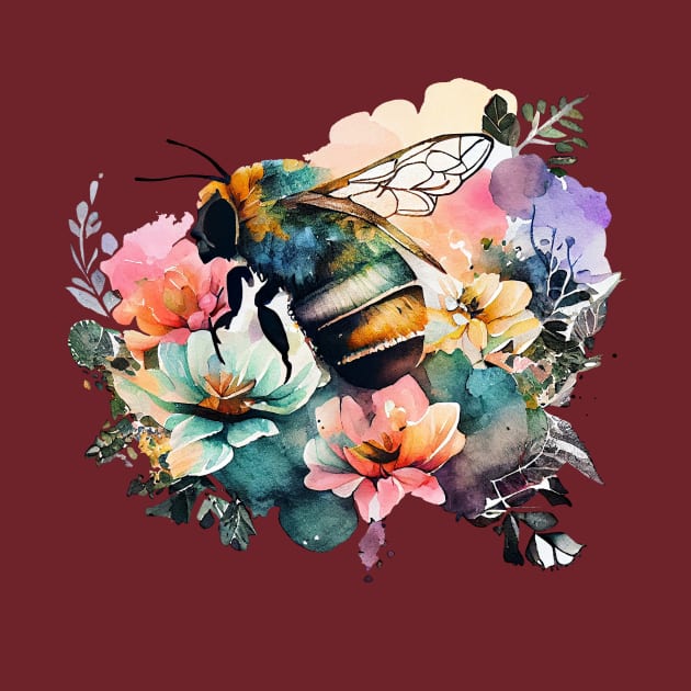 Floral Bee Watercolor 3.0 by CreativeDesignsx