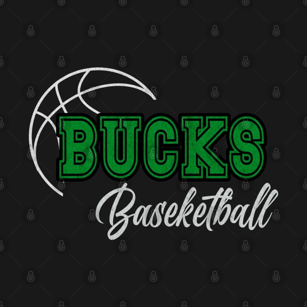 Classic Name Bucks Vintage Styles Green Basketball by Irwin Bradtke