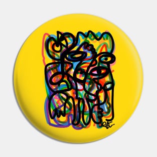 Yellow African Graffiti Pattern Art Pin