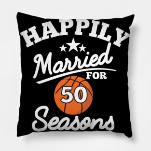 Happily married for 50 seasons, couple matching golden wedding anniversary gift Pillow