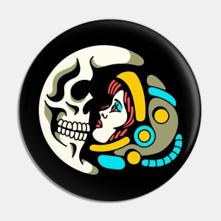 Skull moon and space Pin