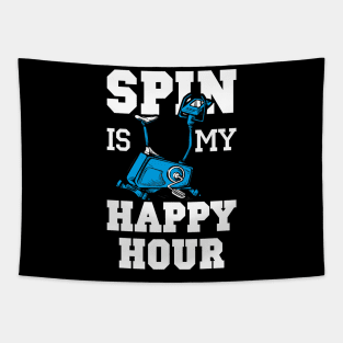 Spin is My Happy Hour Workout Fitness Spinning Cardio Saying Tapestry