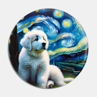 Starry Great Pyrenees Portrait - Dog Portrait Pin