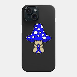 Mushroom holding a big Awareness Ribbon (Blue) Phone Case