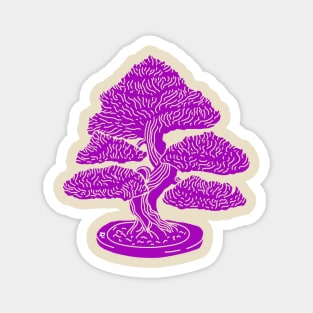 Purple Bonsai Woodblock Magnet