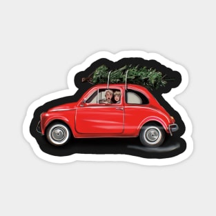 Christmas Joy Car With Two Kids Magnet