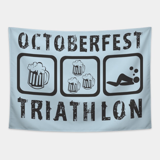 Funny Oktoberfest Triathlon Beer T-Shirt Gift Apparel Tapestry by JDaneStore