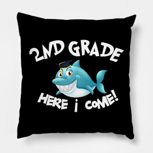 Back To School Shark Kids Gift - 2nd Grade Here I Come! Pillow