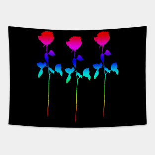 Triple Rainbow Rose Stem Design Tapestry