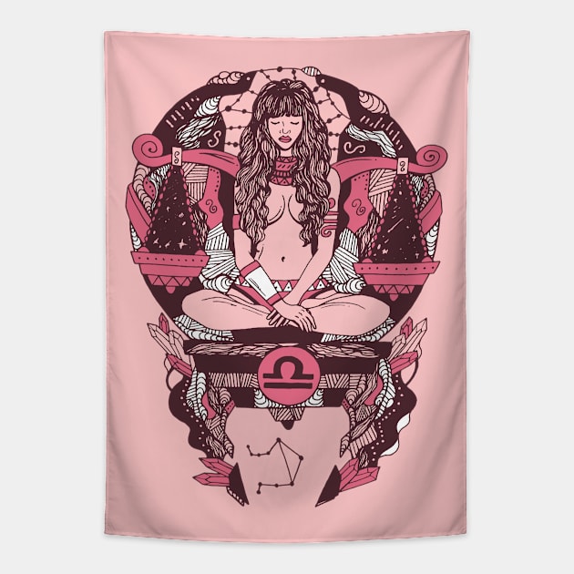 Pink and White Libra Beauty Tapestry by kenallouis