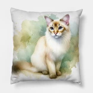 Javanese Cat - Watercolor Cat Pillow