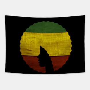 Afro Hair Woman with Rasta Colors, Black History Tapestry