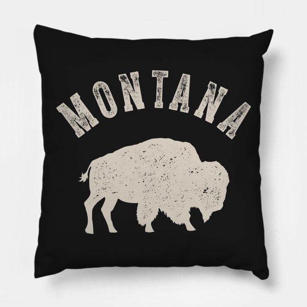 Vintage Montana Buffalo Bison Pillow by MerchFrontier