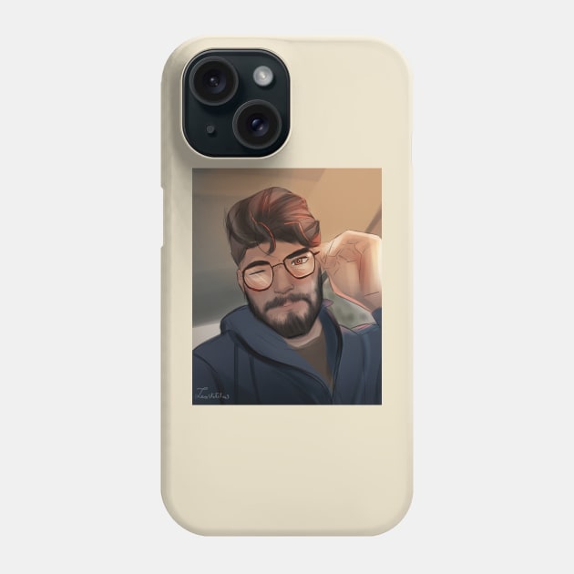 handsome guy with glasses Phone Case by leosketches9