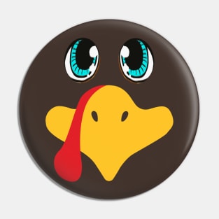 Cute Turkey Face Thanksgiving I'm Thankful Family Costume Pin