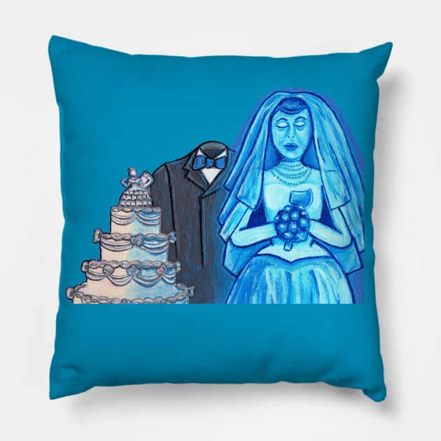 Black Widow Bride- Haunted Mansion Pillow by tesiamarieart