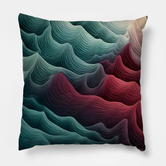 Cool Toned Abstract Wave Illustration Pillow by AbstractGuy