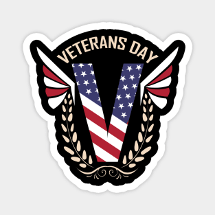 Big V In Us Flag Colors With Oak Leaves For Veterans Day Magnet