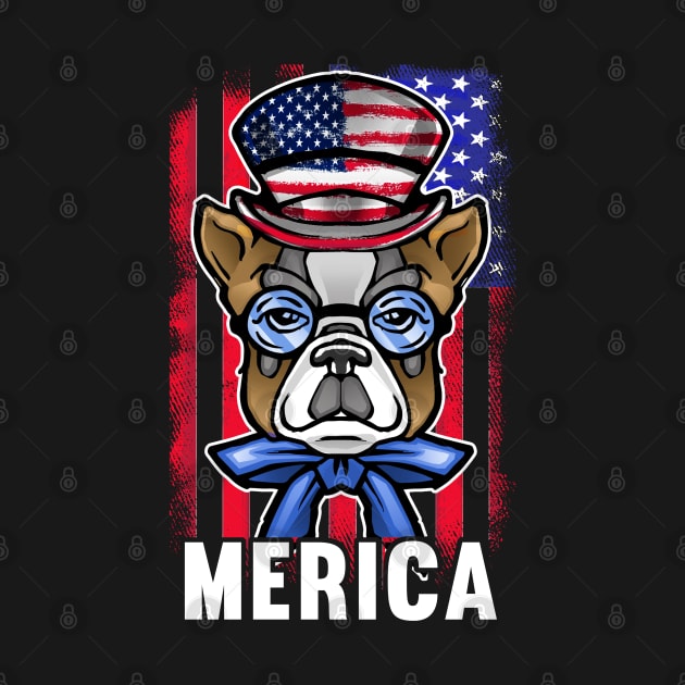 Merica Patriot BullDog American Flag Independence Day 4th of July by dnlribeiro88