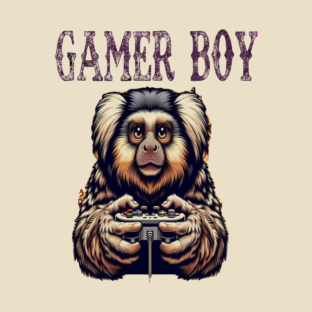 Busy marmoset monkey playing video game by fantastic-designs