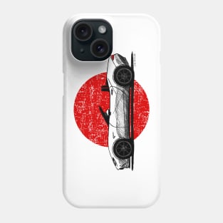 Japanese roadster sports car sketch with flag background Phone Case