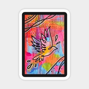 Multi Media Painted Dove Magnet