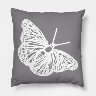 Butterfly line art white Pillow