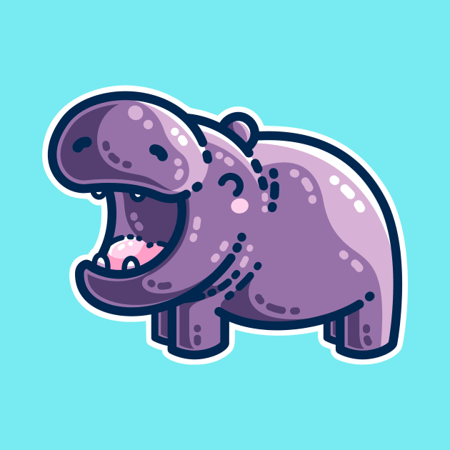 Purple Hippo Kawaii Cute by freeves