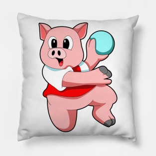 Pig as Handball player with handball Pillow