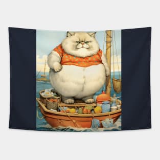 Cats at Sea: Fat Cats, little boats Tapestry